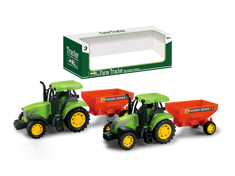 Friction Farm Tractor Trailer Toy