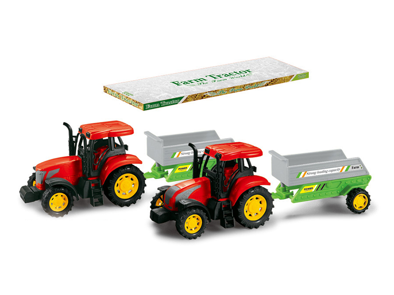 Friction Farm Tractor Trailer Toy