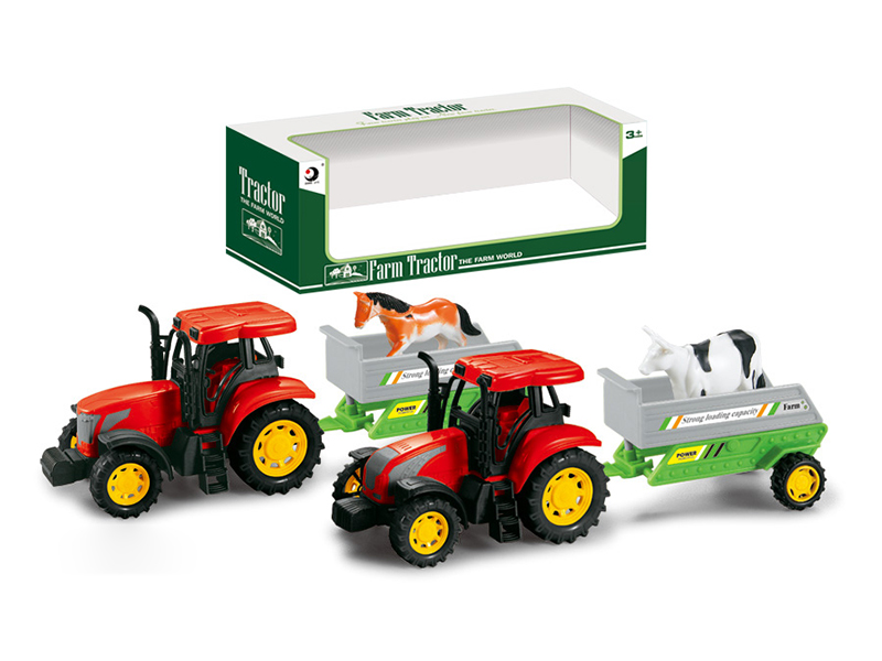 Friction Farm Tractor Trailer Toy