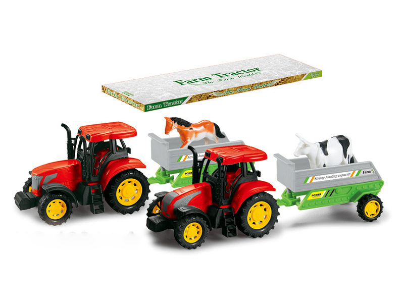 Friction Farm Tractor Trailer Toy