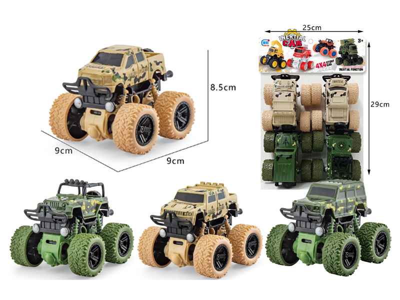 Friction Spring Stunt Off-Road Military Vehicle 4PCS