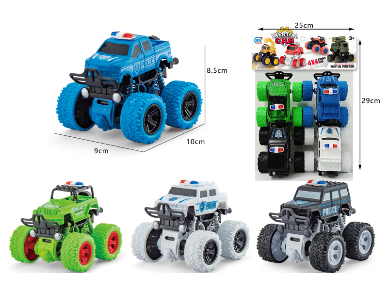 Friction Spring Stunt Off-Road Police Car 4PCS