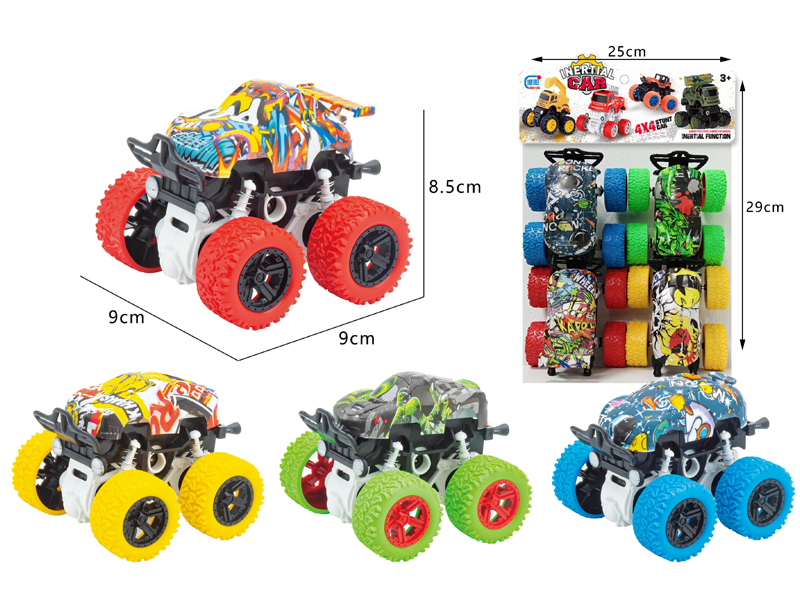 Friction Spring Graffiti Stunt Car 4PCS