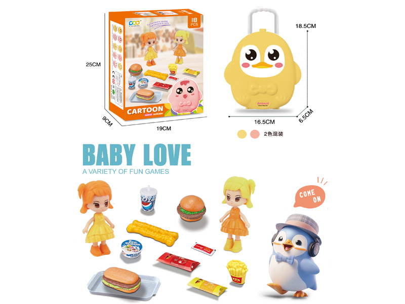 Penguin Box Doll Western Food Set