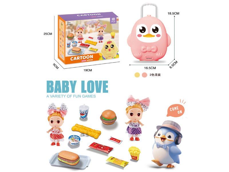 Penguin Box Doll Western Food Set