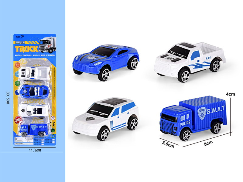 Slide Police Car 4PCS