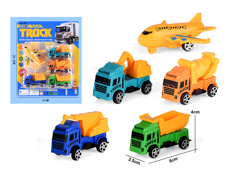 Slide Engineering Vehicle 4PCS+Aircraft