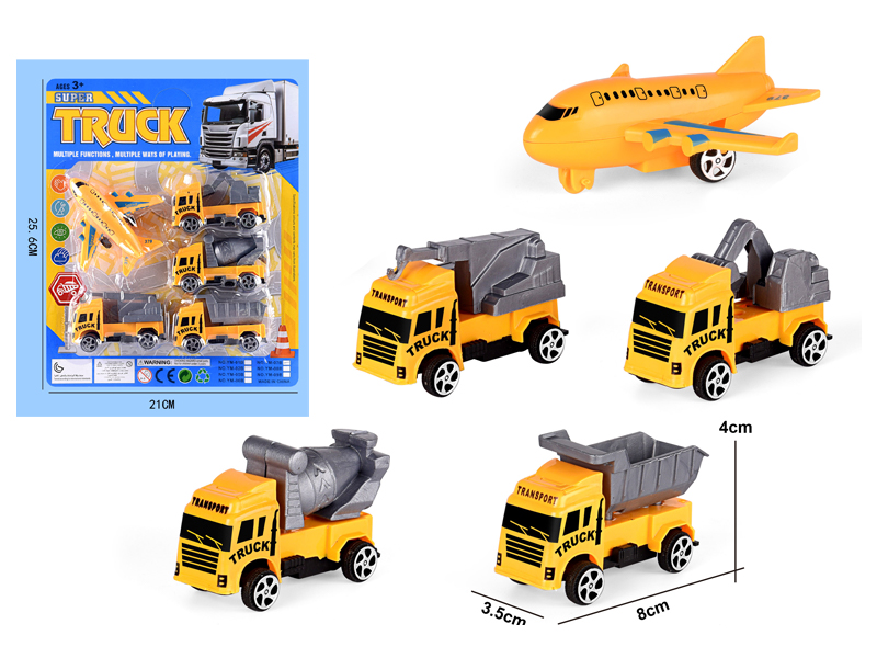 Slide Engineering Vehicle 4PCS+Aircraft