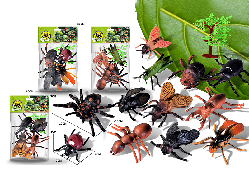 4PCS Simulated Insects Toy+1Tree