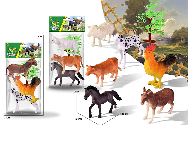 3PCS Farm Animals Toy+1Tree