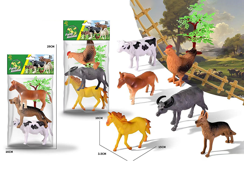 3PCS Farm Animals Toy+1Tree