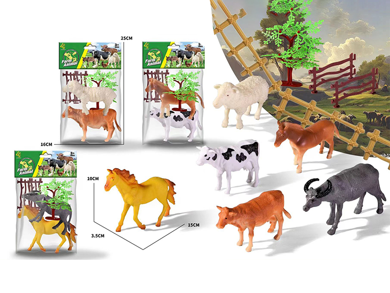 2PCS Livestock Toy+1Tree+2Enclosure
