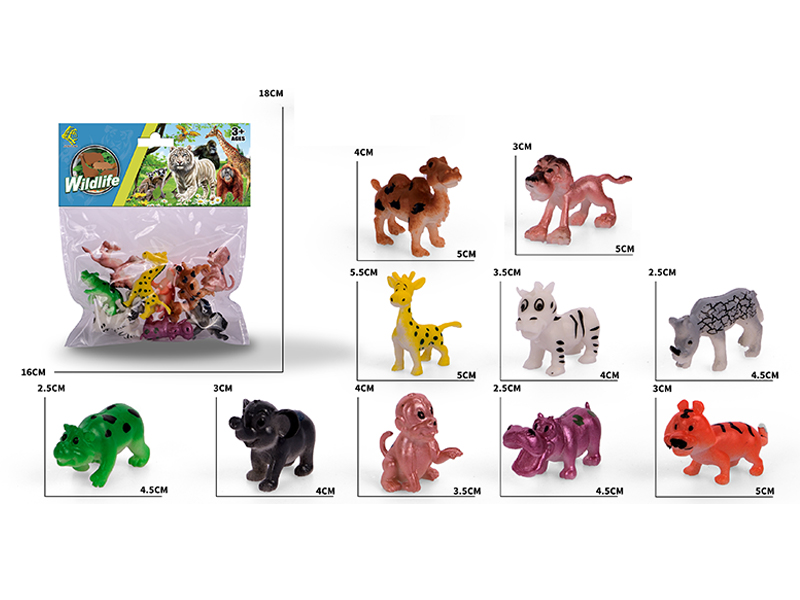 10PCS Cartoon Wild Animal Toy