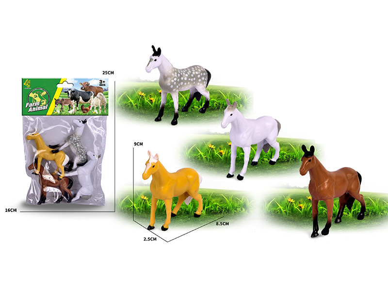 4PCS Solid Horse Toy