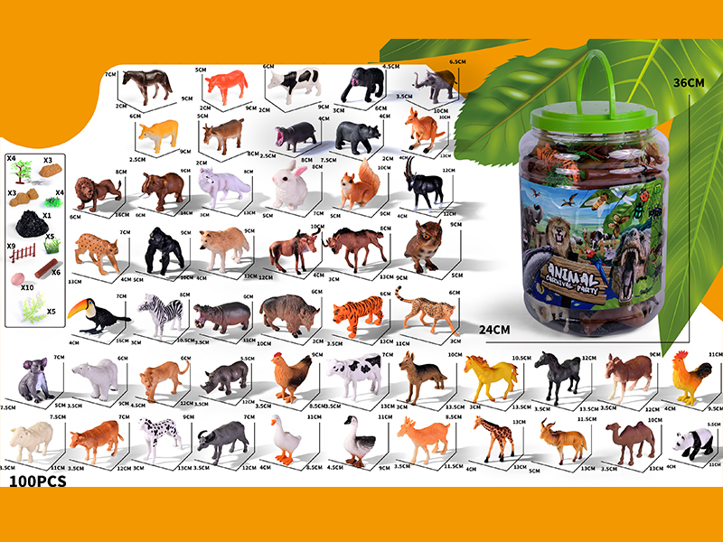 100PCS Animal Toy Set