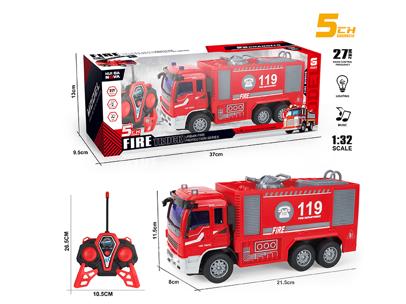 1:32 5-Channel Remote Control Fire Tanker With Lights And Music