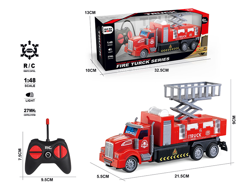 1:48 4-Channel Remote Control Lift Platform Fire Truck With Lights