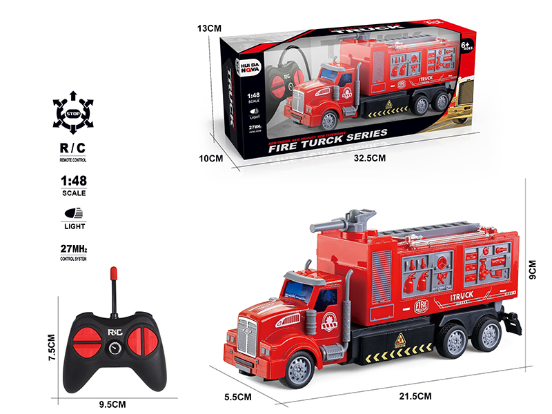 1:48 4-Channel Remote Control Fire Engine With Lights