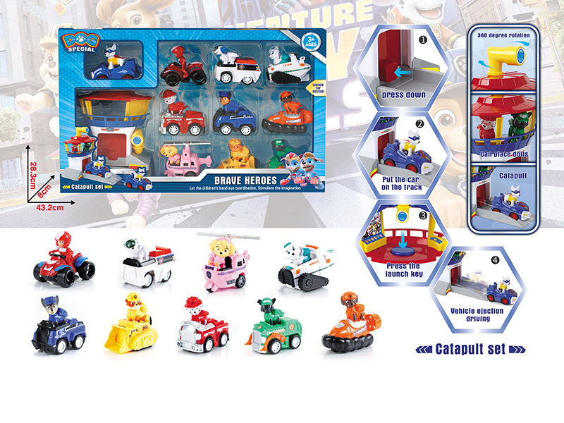 Paw Patrol Pull Back Cars Catapult Set(10 Cars)
