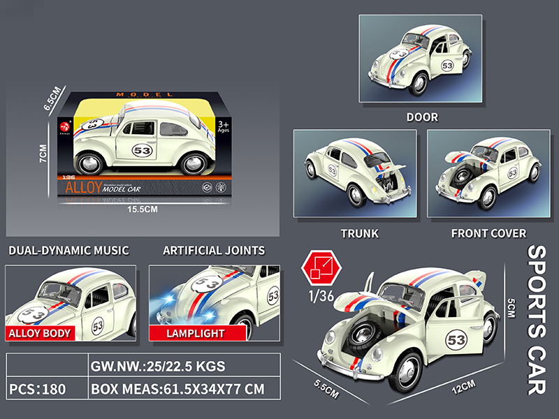 Pull Back Alloy Racing Car With Music And Lights(Four Doors Can Open)