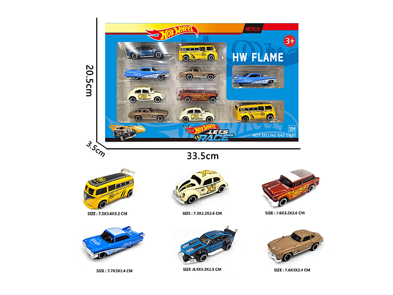 1:64 Slide Alloy Car 10PCS