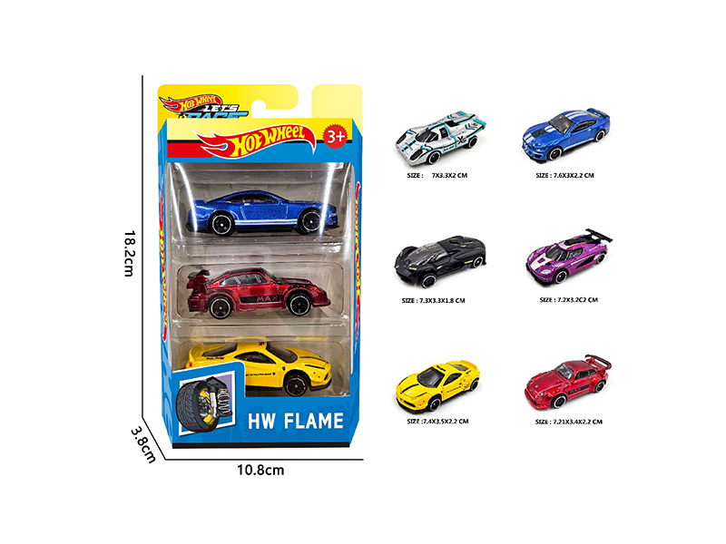 1:64 Slide Alloy Car 3PCS
