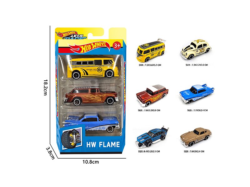 1:64 Slide Alloy Car 3PCS