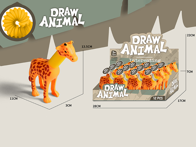 Giraffe Pop Tube Stretch Toys 12pcs