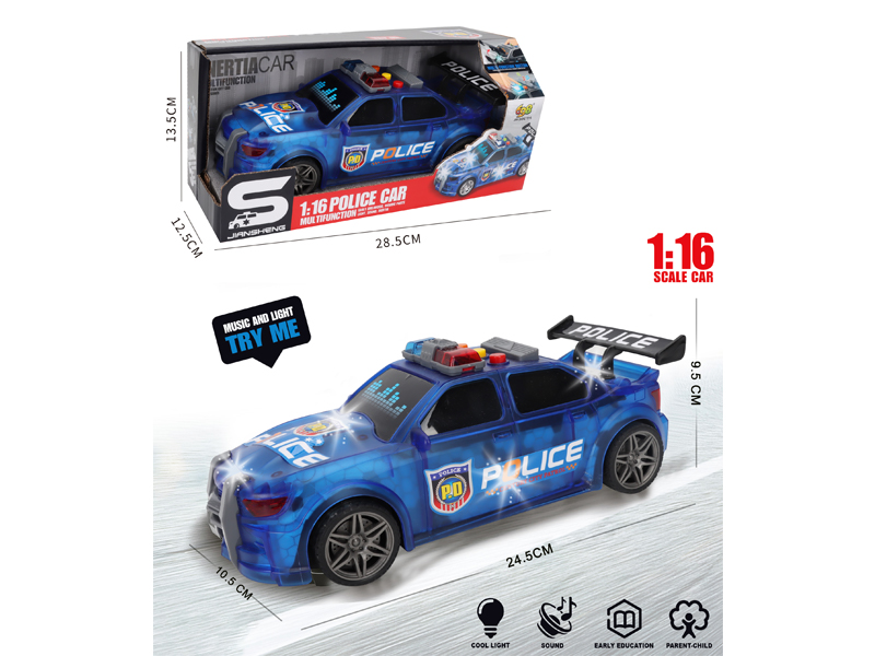 1:16 Friction Police Car With Music And Light