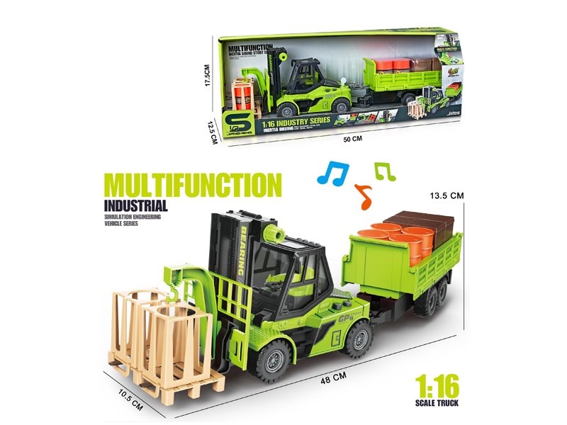 1:16 Friction Forklift Trailer With Lights And Music