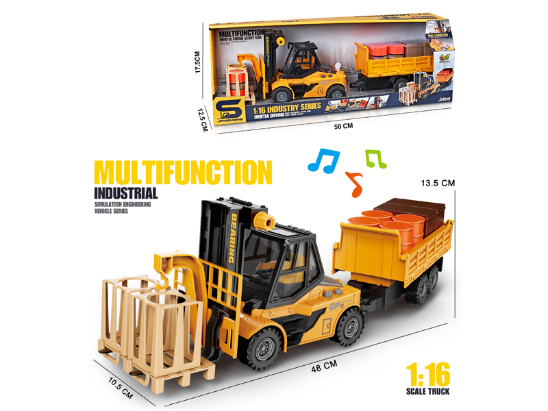 1:16 Friction Forklift Trailer With Lights And Music