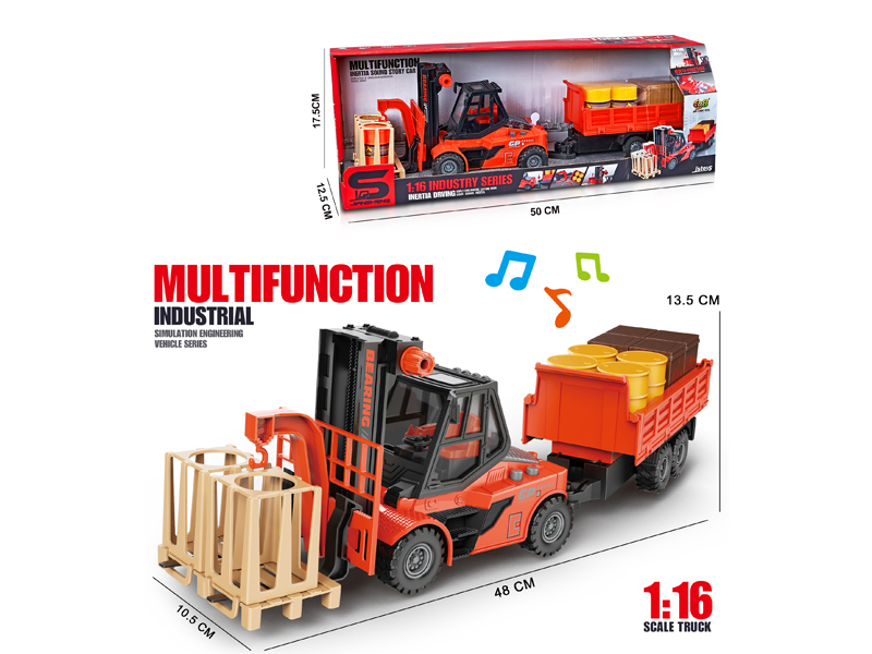 1:16 Friction Forklift Trailer With Lights And Music