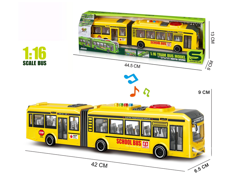 1:16 Friction City Double Festival School Bus With Light And Sound