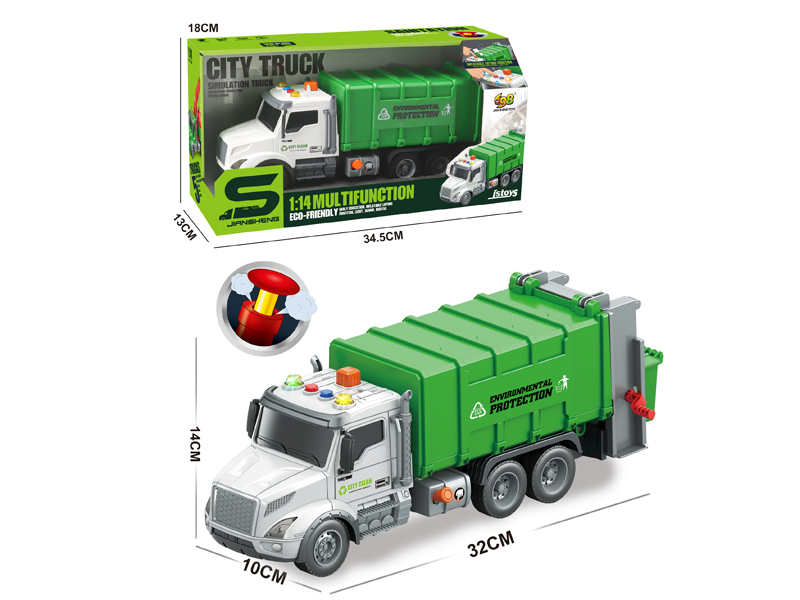 1:14 Friction Sanitation Vehicle With Lights, Music, And Air Pressure