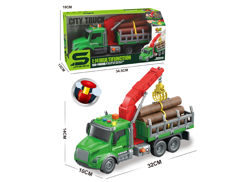 1:14 Friction Wood Transport Vehicle With Lights, Music, And Air Pressure