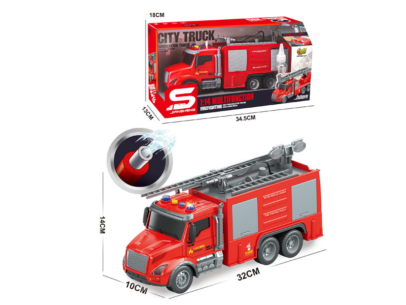 1:14 Friction Fire Truck With Lights, Music, And Water Spray