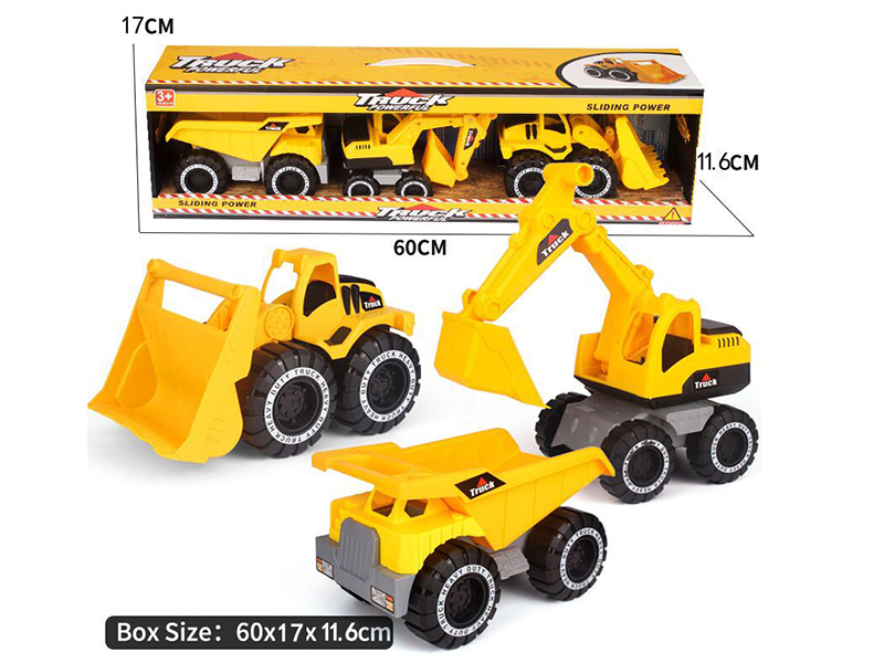 Slide Excavator + Dump Truck + Bulldozer