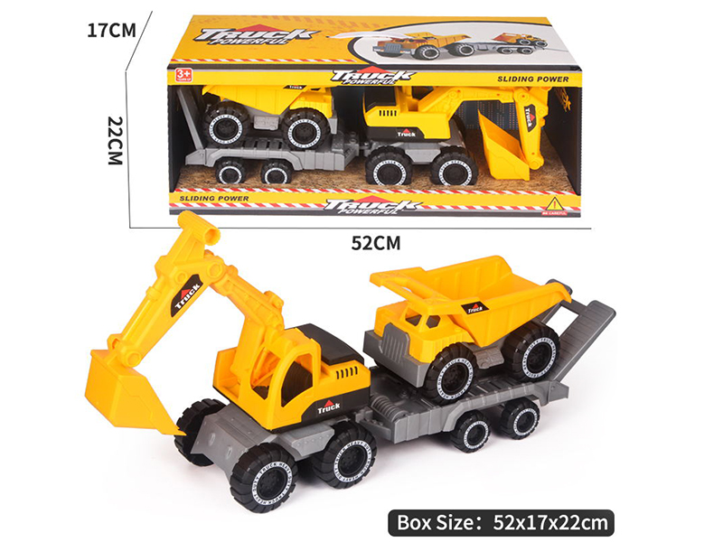 Friction Excavator(Medium) + Trailer + Slide Dump Truck
