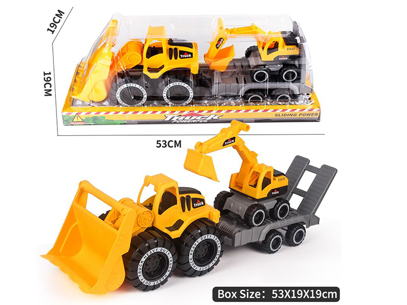 Friction Bulldozer(Medium) + Trailer + Slide Excavator