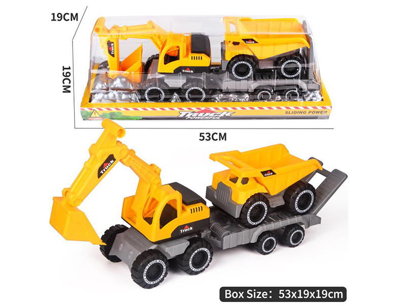 Friction Excavator(Medium) + Trailer + Slide Small Dump Truck