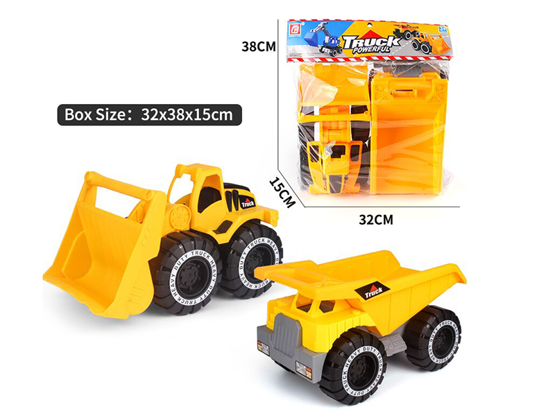 Friction Medium Bulldozer + Slide Dump Truck