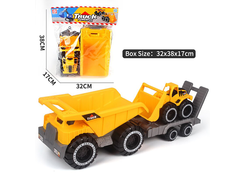 Slide Medium Dump Truck + Trailer + Slide Small Bulldozer