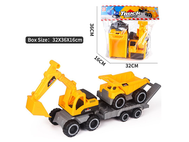 Friction Medium Excavator + Trailer + Slide Small Dump Truck