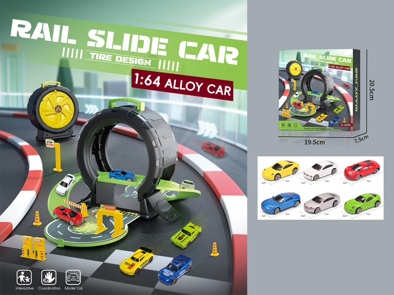 Tire Parking Lot+3 PCS Slide Alloy Simulation Car