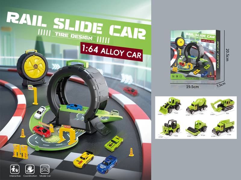 Tire Parking Lot+3 PCS Slide Alloy Farmer'S Car