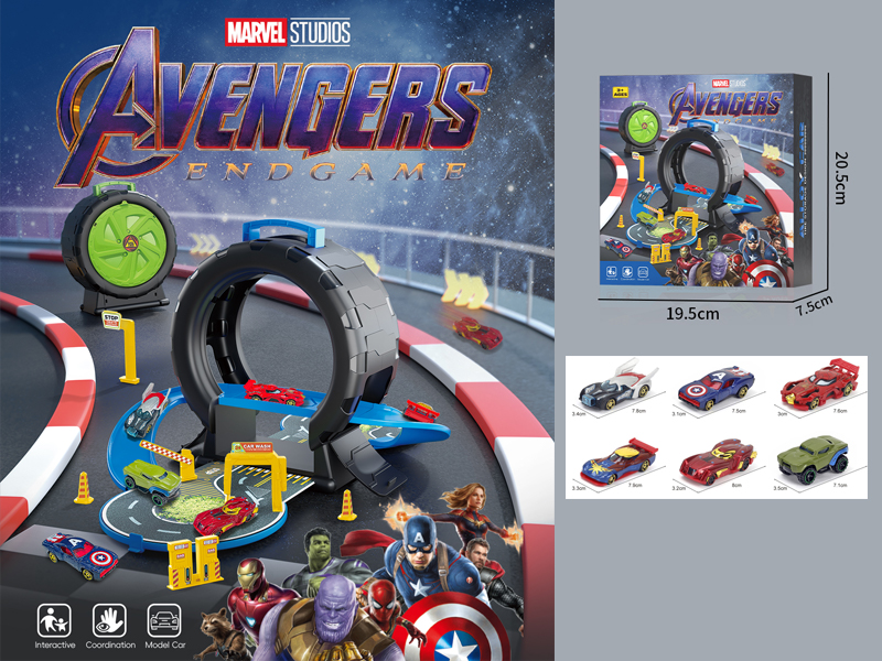 The Avengers Tire Parking Lot+3 PCS Slide Alloy Car