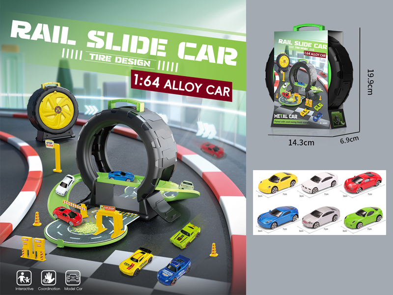 Tire Parking Lot+3 PCS Slide Alloy Simulation Car