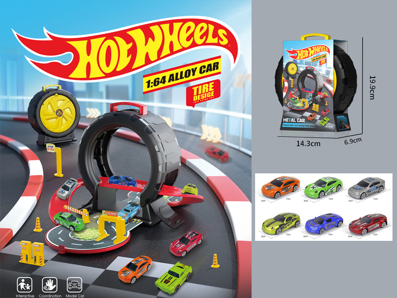 Tire Parking Lot+3 PCS Slide Alloy Racing Car
