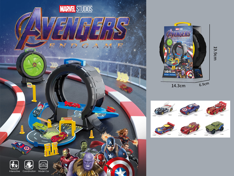 The Avengers Tire Parking Lot+3 PCS Slide Alloy Car