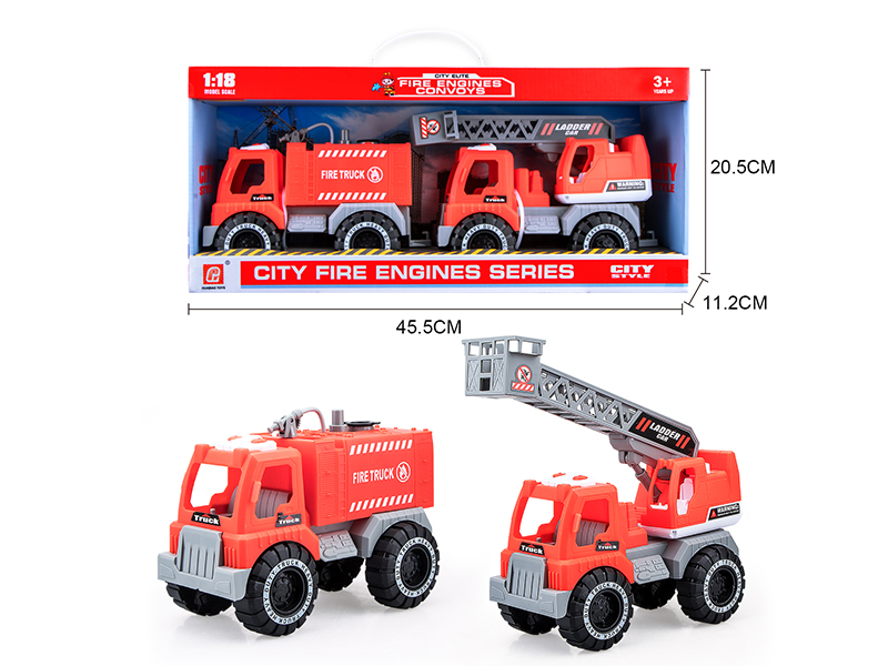 Slide Fire-Crash Water Tender(Press Spray Water) + Slide Aerial Ladder Truck